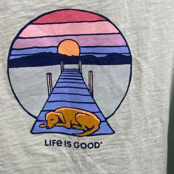 Life Is Good Graphic Tank Womens Size XL Casual Summer Sunset - Picture 2 of 3